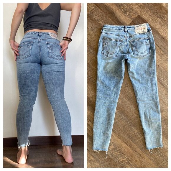 True Religion Jennie Curvy Jeans Mid Rise Skinny Raw Ankle - Picture 6 of 10
